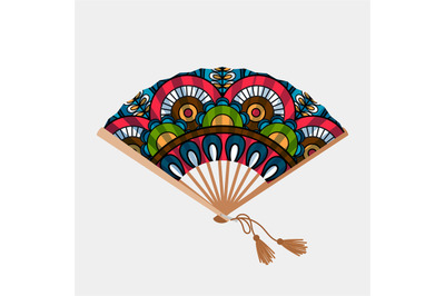 Vintage floral ornament asian fan