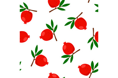 Pomegranate pattern cartoon flat design. Vector wallpaper