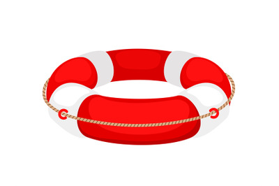 Red white lifebuoy isolated on white background