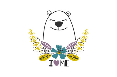 Love yourself icon with polar bear