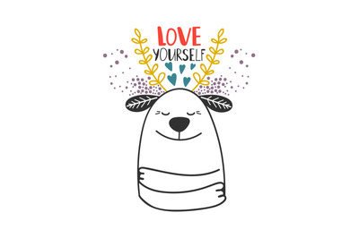 Love yourself dog card template