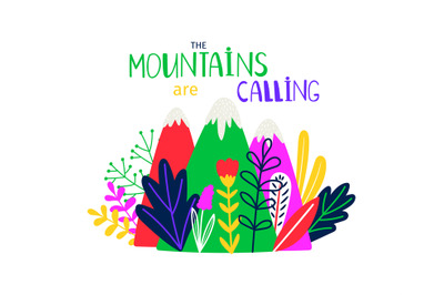 Abstract colored mountain. T-shirt design mountains calling