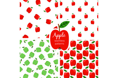 Apple seamless pattern, green and red fruits