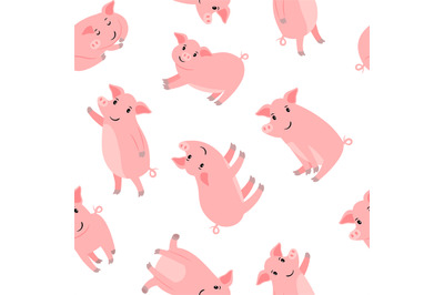 Happy cartoon pink pigs pattern