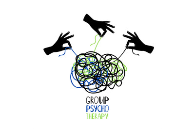 Psychotherapy icon hands untangling knot