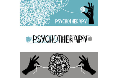 Psychotherapy concept banners set