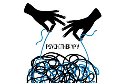 Hands and tangled thread psychotherapy image