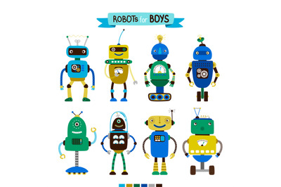 Cartoon robots set for boys