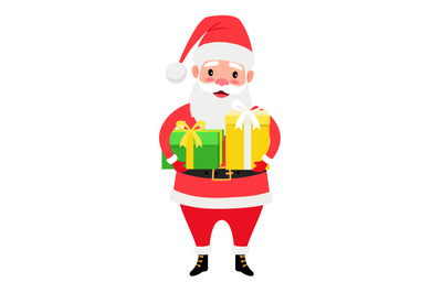 Santa Claus holding gift boxes