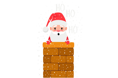 Santa looking from chimney