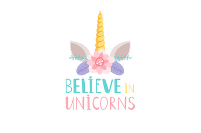 Unicorn horn and flowers poster