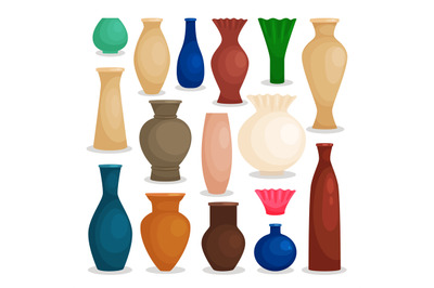 Vases colorful icons set