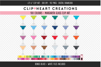 Margarita Glass Clipart - 100 Colours