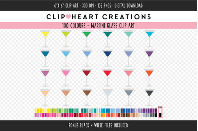Martini Glass Clipart - 100 Colours