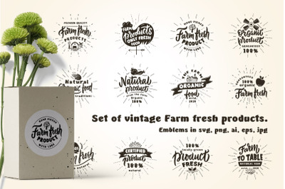 Farm products. Set of vintage stamps
