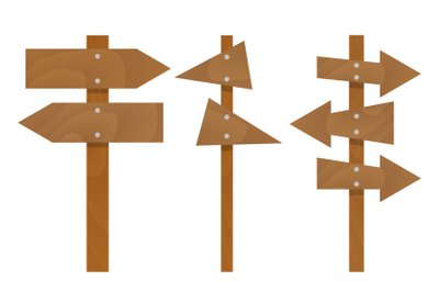 Wooden arrows signs set