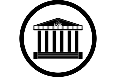 Bank building black silhouette icon