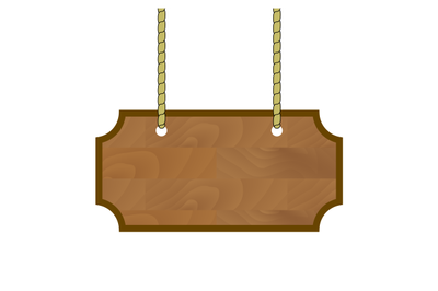 Wooden banner hanging on rope