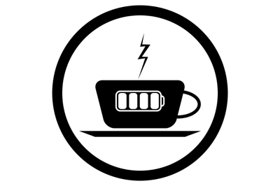 Cup of coffee and battery lightning