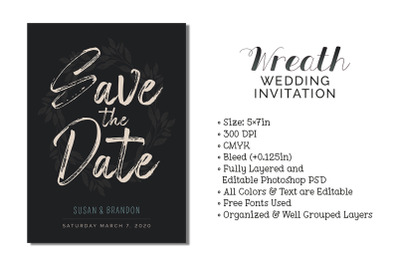 Wreath Wedding Invitation