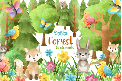 Forest Watercolor Cliparts