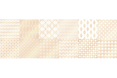 Golden art deco patterns. Decorative tiles&2C; vintage white and gold sea