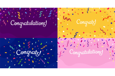 Congratulations confetti banner. Congrats card with color confetti&2C; co