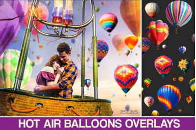 36 Photoshop overlay, hot air balloons clipart photo overlays