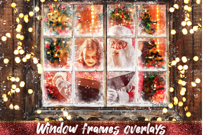 Christmas Overlays, Photoshop overlay, Window Frame, Frosted Glass