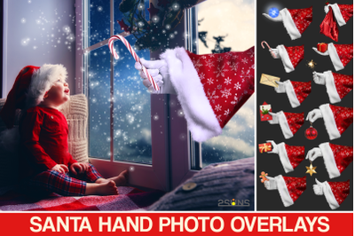 41 Santa hand photo overlay, Photoshop overlay, christmas clipart