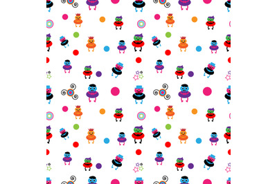 cute character seamless pattern, copy space