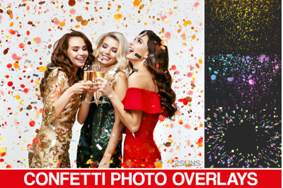 35 Confetti Photo overlays, Realistic falling Confetti, Png