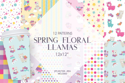 Spring Floral Llamas