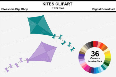 Kites Sticker Clipart, 36 files, multi colours