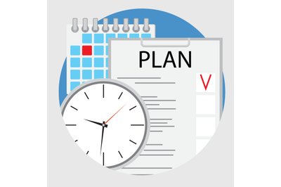 Planning and organization of time flat icon vector