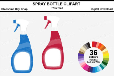 Spray Bottle Sticker Clipart, 36 files, multi colours