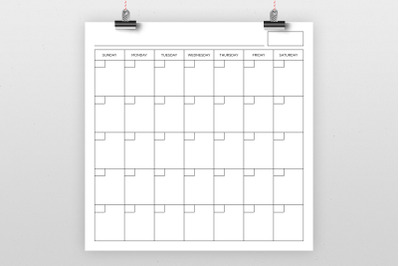 Square 12x12 Inch Blank Calendar Page