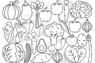 Vegetables Clipart, Veggies, Healthy Food, Digital Stamp