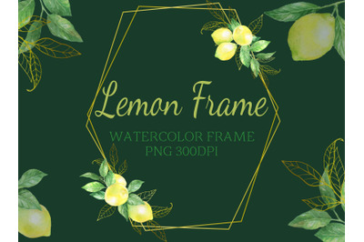 Watercolor digital lemon frame.