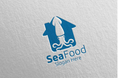 Squid Seafood Logo for Restaurant or Cafe 83