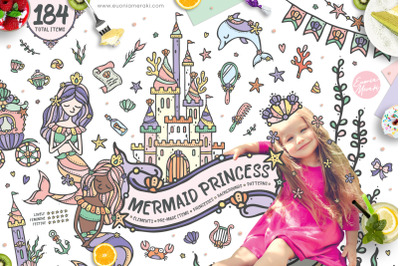 Mermaid Princess - Cute Summer Girl Clipart
