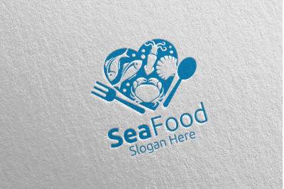 Love Seafood Logo for Restaurant or Cafe 86