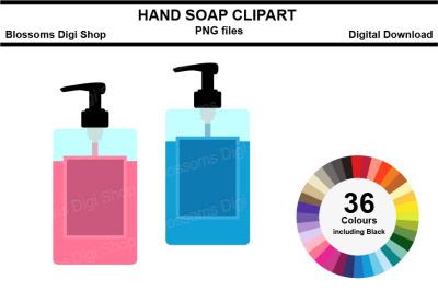Hand Soap Sticker Clipart, 36 files, multi colours