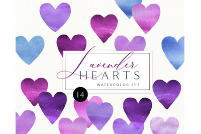 Watercolor Lavender Valentine Heart Clipart. Valentines day DIY