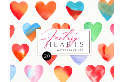 Watercolor Colorful Valentine Heart Clipart. Valentines dayDIY hearts