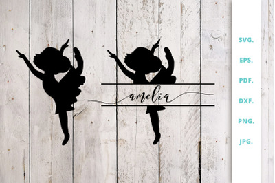 Ballerina Silhouette and Split Monogram Cut File 1