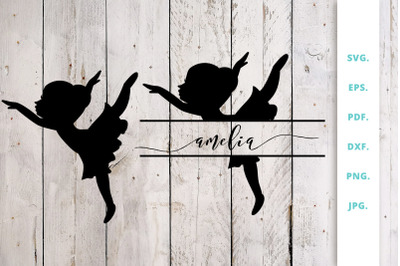 Ballerina Silhouette and Split Monogram Cut File 2