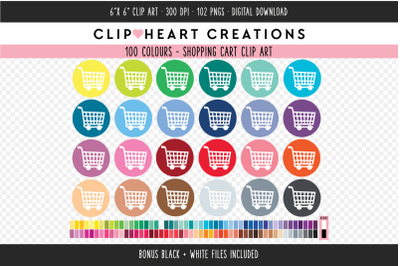 Shopping Cart Clipart - 100 Colours