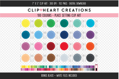Place Setting Clipart - 100 Colours