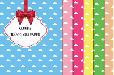 Nursery Cloud digital paper&2C; Baby Blue Clouds Digital Papers